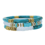 Bamboo Tube Beaded Bracelets Set for Women Charm Jewelry