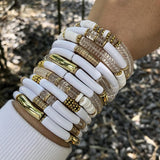 Bamboo Tube Beaded Bracelets Set for Women Charm Jewelry