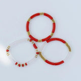 Bamboo Tube Beaded Bracelets Set for Women Charm Jewelry