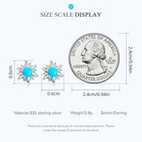 925 Silver Tiny Sun Stud Earrings Turquoise Piercing SCE1476