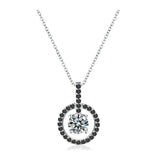 Fine Silver Black&White Stone Necklace Women P017