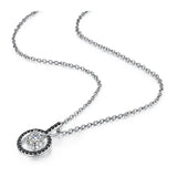 Fine Silver Black&White Stone Necklace Women P017