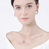 Fine Silver Black&White Stone Necklace Women P017