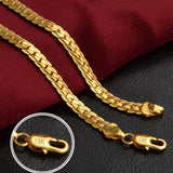 18K Silver Chain Bracelet Necklace Set 6MM for Women Men Party Wedding
