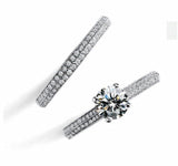 Women's Silver Bridal Ring Set Wedding Band Promise Love Engagement Rings