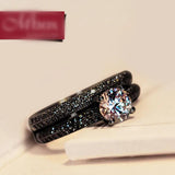 Women's Silver Bridal Ring Set Wedding Band Promise Love Engagement Rings