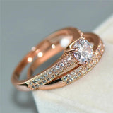 Women's Silver Bridal Ring Set Wedding Band Promise Love Engagement Rings