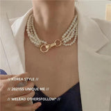 Vintage Multi-layer Pearl Bracelet Neck Chains Choker Necklace