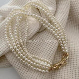 Vintage Multi-layer Pearl Bracelet Neck Chains Choker Necklace