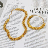 Bohemia Popcorn Stainless Steel Chains Necklaces Bracelets Set