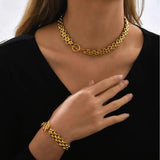 Bohemia Popcorn Stainless Steel Chains Necklaces Bracelets Set