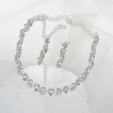 Colorful Crystal Necklace Earrings Set Rhinestone Women Wedding