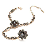 Kinel Gray Crystal Flower Vintage Jewelry Sets for Women
