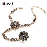 Kinel Gray Crystal Flower Vintage Jewelry Sets for Women