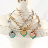 316L Stainless Steel Heart Charm Necklace Set