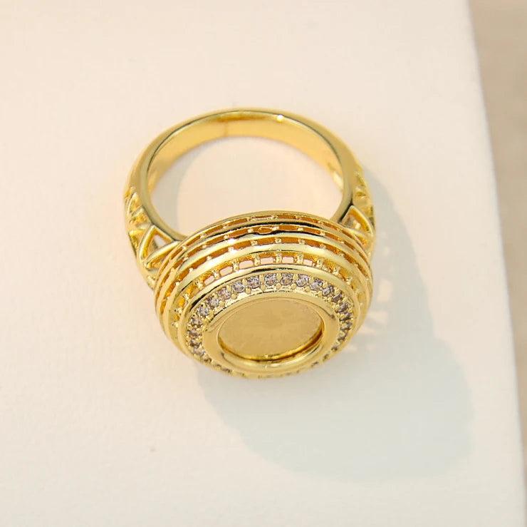 AYONG Totem Coin Rings 18k Plated Zircon Middle East Jewelry