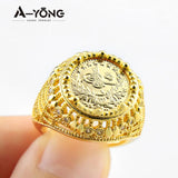 AYONG Totem Coin Rings 18k Plated Zircon Middle East Jewelry