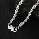 925 Silver 4MM Twisted Rope Necklace & Bracelet Set