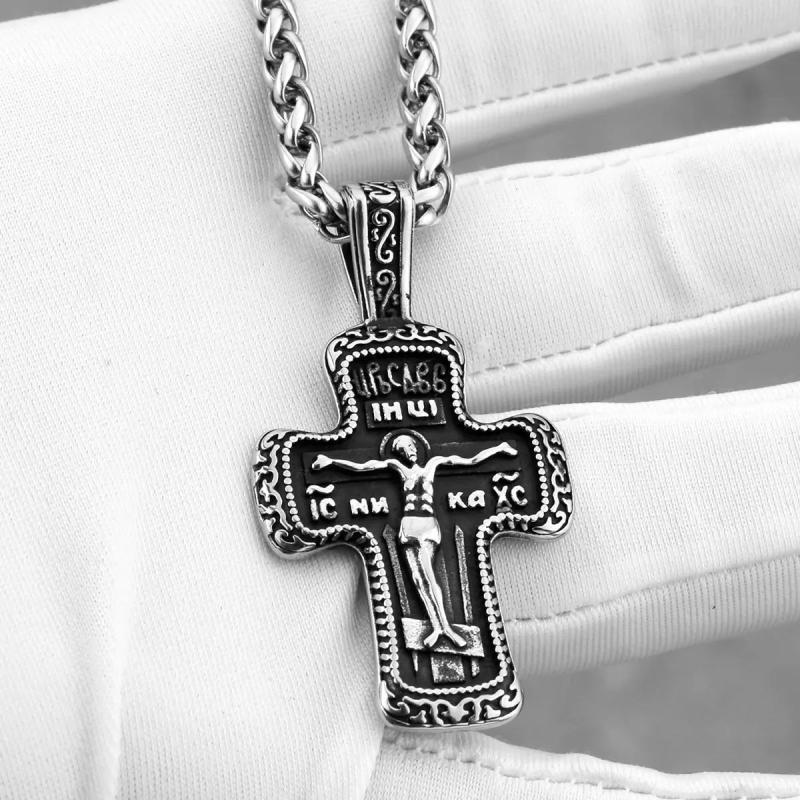 Men's Cross Pendant Necklace Stainless Steel