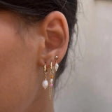 Boho Pearl Beads Pendant Earrings Set Vintage Jewelry Gift