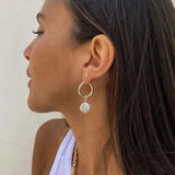 Boho Pearl Beads Pendant Earrings Set Vintage Jewelry Gift