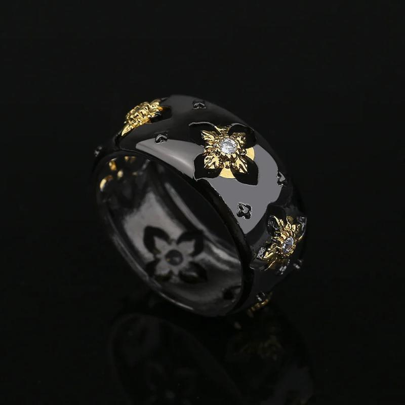 Classic Zircon Shape Ring Two-color Party Jewelry for Women