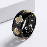 Classic Zircon Shape Ring Two-color Party Jewelry for Women