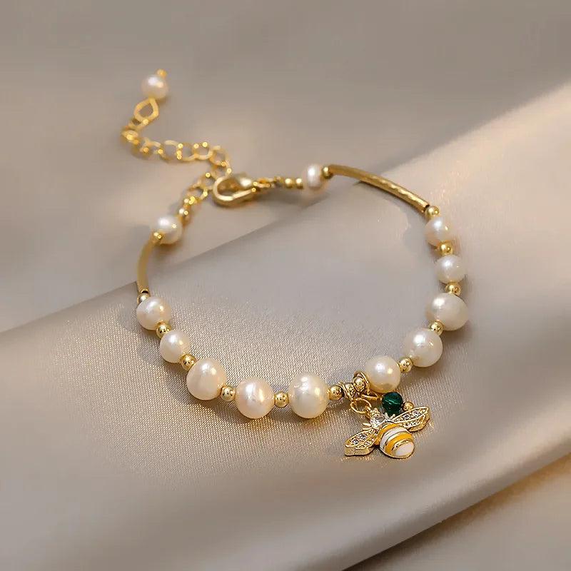 Baroque Freshwater Pearl 14K Filled Charm Bracelet