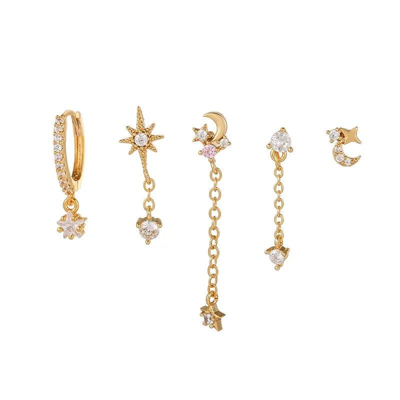 Zircon Star Earrings Set for Women