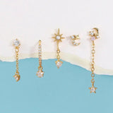 Zircon Star Earrings Set for Women