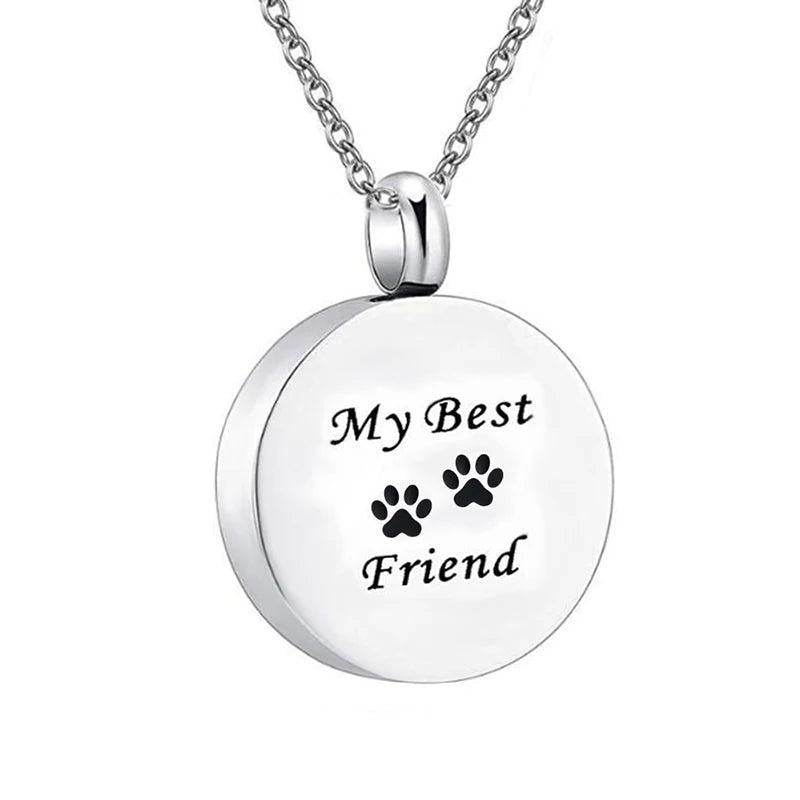 Pet Paw Stainless Steel Cremation Urn Necklace Waterproof Keepsake Locket