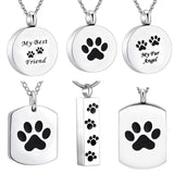 Pet Paw Stainless Steel Cremation Urn Necklace Waterproof Keepsake Locket