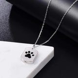 Pet Paw Stainless Steel Cremation Urn Necklace Waterproof Keepsake Locket