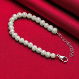 925 Sterling Silver Freshwater Pearl Chain Bracelet for Woman Wedding