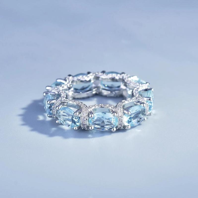 925 Silver Lab Topaz Resizable Ring Bracelet Wedding Bridal Jewelry