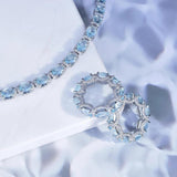925 Silver Lab Topaz Resizable Ring Bracelet Wedding Bridal Jewelry