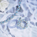 925 Silver Lab Topaz Resizable Ring Bracelet Wedding Bridal Jewelry