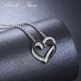Awn Silver Necklace Heart Black&White Stone Pendants P107
