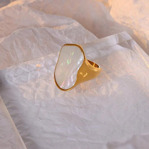 18K Plated Wide Stainless Steel Ring for Women