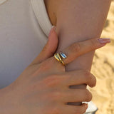 18K Plated Wide Stainless Steel Ring for Women
