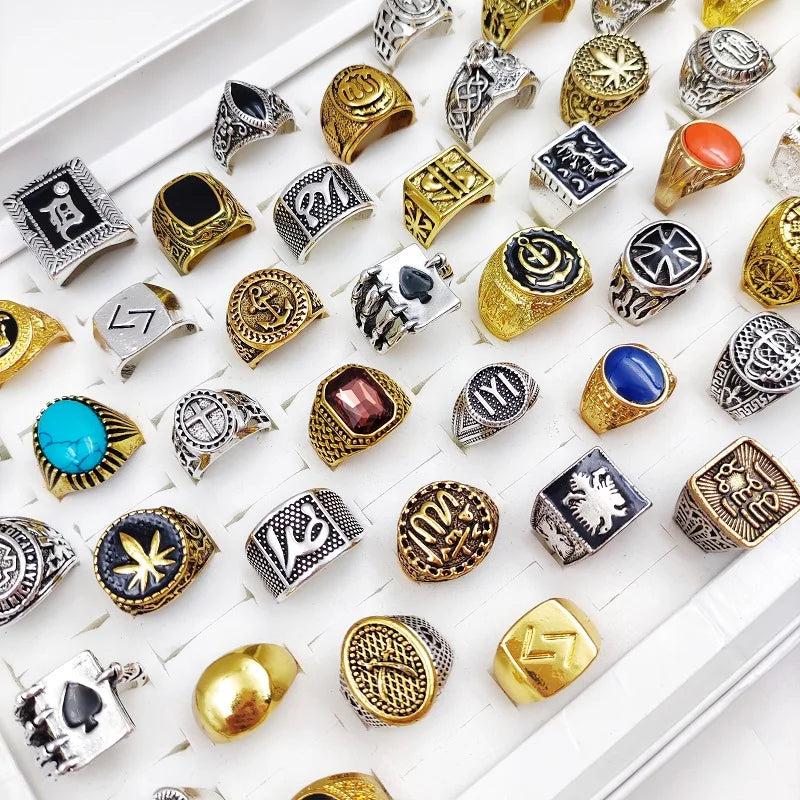 Vintage Square Rings Men Women Antique Mixed Geometry Jewelry Party Accessories