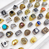 Vintage Square Rings Men Women Antique Mixed Geometry Jewelry Party Accessories