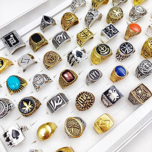 Vintage Square Rings Men Women Antique Mixed Geometry Jewelry Party Accessories
