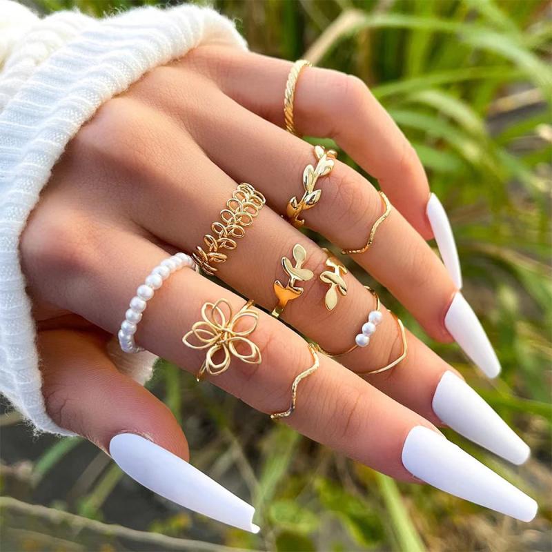 Punk Metal Round Rings Set for Women Finger Accessories Jewelry