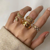 Punk Metal Round Rings Set for Women Finger Accessories Jewelry