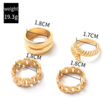 Punk Metal Round Rings Set for Women Finger Accessories Jewelry