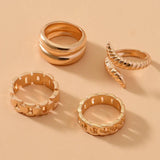 Punk Metal Round Rings Set for Women Finger Accessories Jewelry