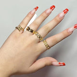 Punk Metal Round Rings Set for Women Finger Accessories Jewelry