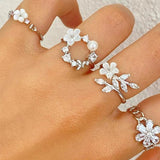 Punk Metal Round Rings Set for Women Finger Accessories Jewelry