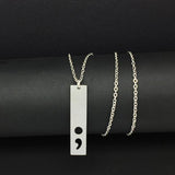 Hollow Semicolon Charm Necklace Mirror Polished Stainless Steel Jewelry